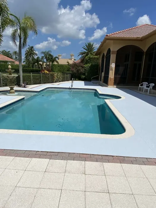 Pressure-washed and sealed pool deck