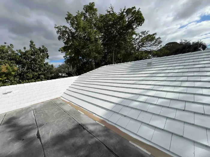 Freshly coated tile roof