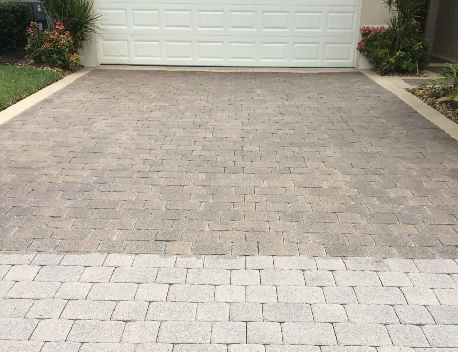 Sealed paver driveway with clean, even color